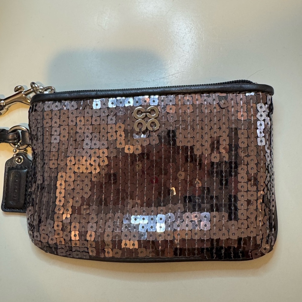 Coach Sequin Wristlet with Silver Accents